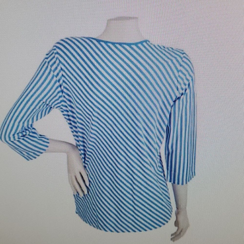 DENIM  &Co.3/4 Sleeve Diagonal stripe Top XL use - Picture 7 of 8